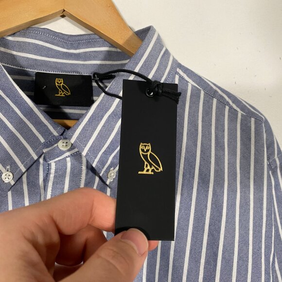 NWT Octobers Very Own Vertical Stripe LS Monogram Logo Woven Shirt mens size XXL - Picture 4 of 9